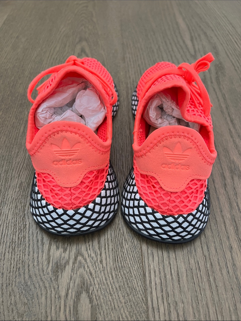 adidas Women’s Neon Coral Mesh Sneakers - Picture 3 of 6